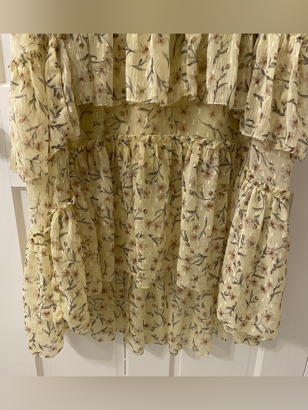 H&M Yellow Floral Chiffon Tiered Hi-Low Maxi Skirt - Picture 4 of 7